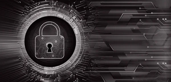 Cyber Security Circuit Toekomstige Technologie Concept Achtergrond Met Slot — Stockvector