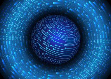 Dünya şekilli siber devre gelecek teknolojisi kavramı