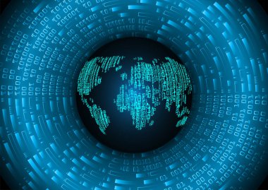 Dünya şekilli siber devre gelecek teknolojisi kavramı
