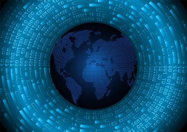 Dünya şekilli siber devre gelecek teknolojisi kavramı
