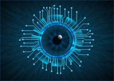 Siber devre gelecek teknolojisi kavramı siber göz şeklinde