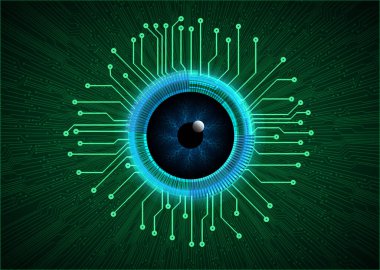 Siber devre gelecek teknolojisi kavramı siber göz şeklinde