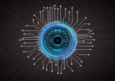 Siber devre gelecek teknolojisi kavramı siber göz şeklinde