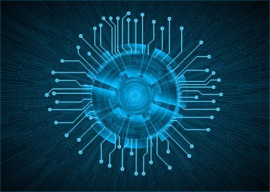 Siber devre gelecek teknolojisi kavramı siber göz şeklinde