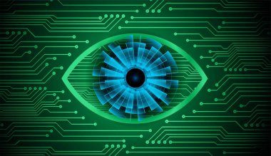 Siber devre gelecek teknolojisi kavramı siber göz şeklinde