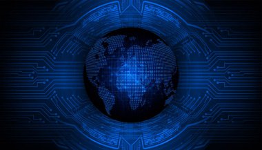 Dünya şekilli siber devre gelecek teknolojisi kavramı
