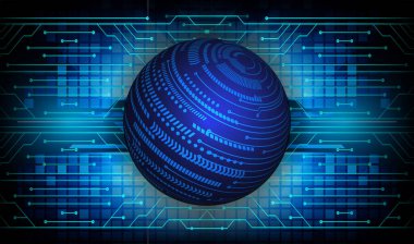 Dünya şekilli siber devre gelecek teknolojisi kavramı