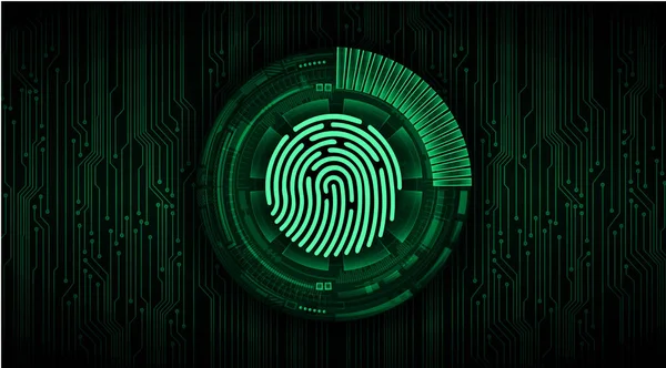 Cyber Κύκλωμα Ασφάλειας Μελλοντική Τεχνολογία Έννοια Υπόβαθρο Δακτυλικό Αποτύπωμα — Διανυσματικό Αρχείο