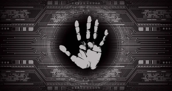 Cyberbezpieczeństwo Tło Koncepcji Przyszłej Technologii Nadrukiem Ręcznym — Wektor stockowy