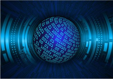 Dünya şekilli siber devre gelecek teknolojisi kavramı