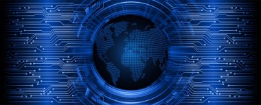 Dünya şekilli siber devre gelecek teknolojisi kavramı