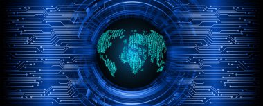 Dünya şekilli siber devre gelecek teknolojisi kavramı