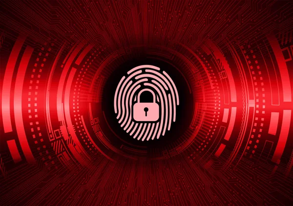 Cyber Sicurezza Circuito Futuro Concetto Tecnologia Sfondo Con Impronta Digitale — Vettoriale Stock