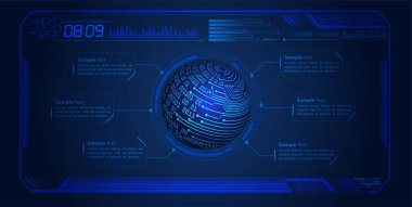 HUD elementleri ile siber devre gelecek teknolojisi kavramı