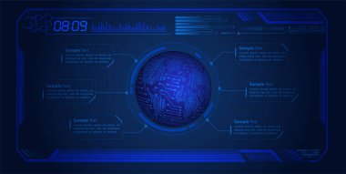 HUD elementleri ile siber devre gelecek teknolojisi kavramı