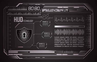 HUD elementleri ile siber devre gelecek teknolojisi kavramı