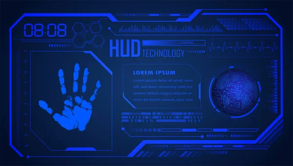 Hud素子を用いたサイバー回路の未来技術の概念背景 — ストックベクタ