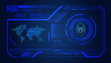 hud kapatılmış asma kilit siber devre gelecekteki teknoloji kavramı