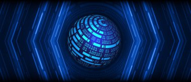 Dünya ikili devre kartı gelecek teknolojisi, mavi hud siber güvenlik kavramı arka planı