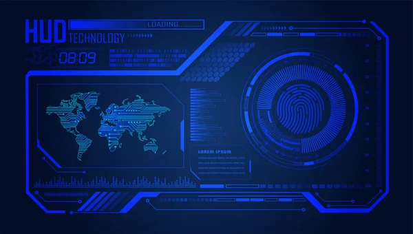Hud Finger Print World Cyber Circuit Future Technology Concept Background — Stock Vector