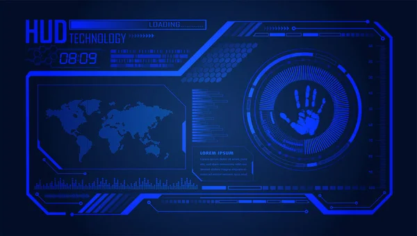 Hud Empreinte Digitale Cyber Circuit Future Technologie Concept Arrière Plan — Image vectorielle