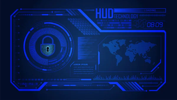 Hud闭锁Padlock网络电路未来技术概念背景 — 图库矢量图片