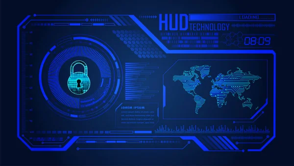 Hud Cerrado Candado Cyber Circuito Futuro Concepto Tecnología Fondo — Vector de stock