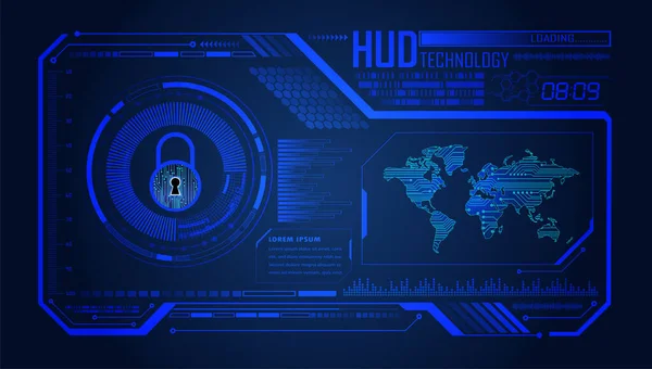 Hud Fermé Padlock Cyber Circuit Future Technologie Concept Arrière Plan — Image vectorielle