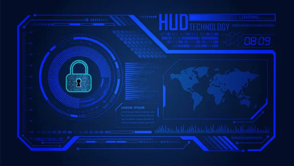 Hud Cerrado Candado Cyber Circuito Futuro Concepto Tecnología Fondo — Vector de stock