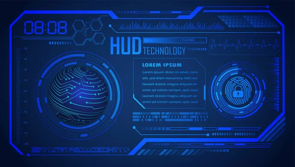 Hud Finger Print World Cyber Circuit Future Technology Concept Background — Vector de stock