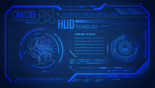 Hud Finger Print World Cyber Circuit Future Technology Concept Background — Vector de stock