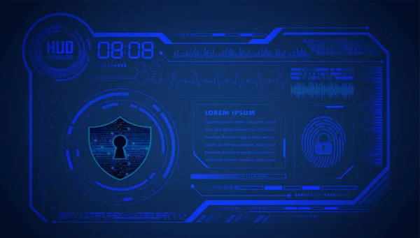 Hud Candado Seguridad Cibercircuito Futuro Concepto Tecnología Fondo — Vector de stock