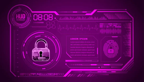 Hud Padlock Güvenlik Siber Devre Gelecekteki Teknoloji Kavramı — Stok Vektör