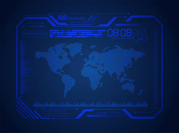 Carte Circuit Binaire Technologie Future Hud Bleu Fond Concept Cybersécurité — Image vectorielle