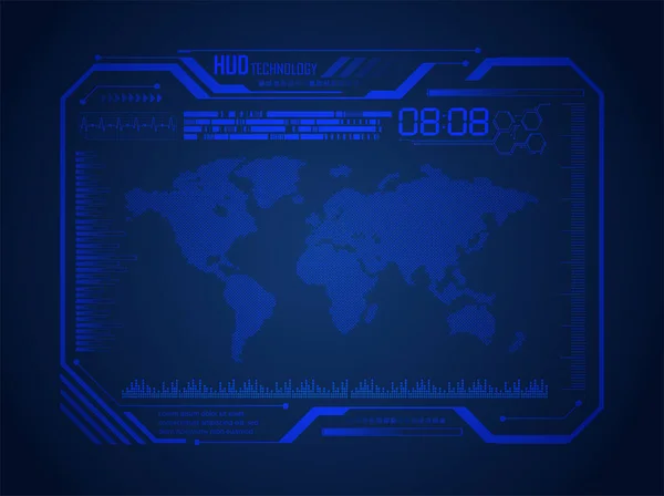 Carte Circuit Binaire Technologie Future Hud Bleu Fond Concept Cybersécurité — Image vectorielle