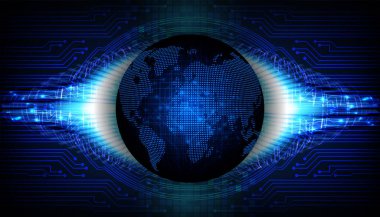 Dünya şekilli siber devre gelecek teknolojisi kavramı