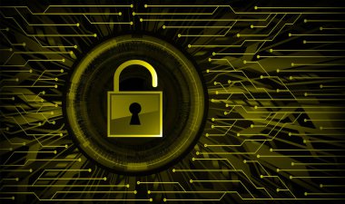 bağlantıları olan dijital kilit, siber güvenlik kavramı