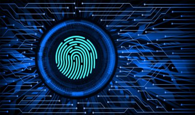 Parmak izi olan soyut bir arkaplan. siber güvenlik kavramı