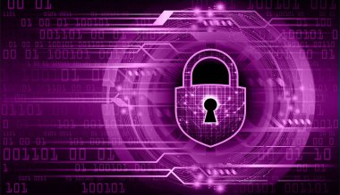 İkili kod ve kilit ile siber güvenlik kavramı