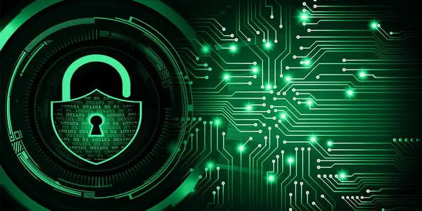 Cyber Sicherheitskonzept Mit Vorhängeschloss Digitaler Schaltungscode — Stockvektor