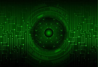 Siber göz şeklinde siber devre arka planı, gelecekteki teknoloji konsepti