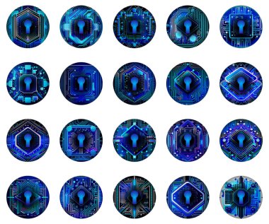 Kilit güvenlik konsepti simgeleri