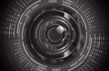 Gri siber sistem düğmesi. dijital teknoloji arkaplanı 