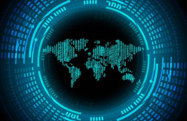 Dünya haritası, teknoloji geçmişi. Yuvarlak düğmenin dijital 