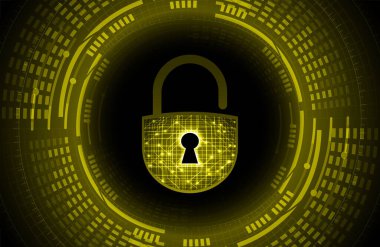 Kilit ve soyut yüksek hızlı internet bağlantısı tasarımı ile siber güvenlik kavramı