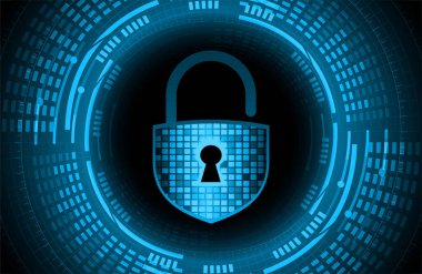 İkili kodla kilitle. Teknoloji koruma konsepti. vektör illüstrasyonu