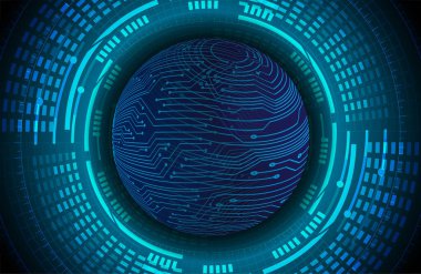 Mavi siber sistem düğmesi. dijital teknoloji arkaplanı 