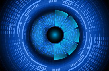 Mavi siber sistem düğmesi. dijital teknoloji arkaplanı 