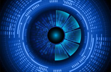 Mavi siber sistem düğmesi. dijital teknoloji arkaplanı 