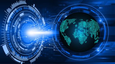 Dünya küresi ile siber devre gelecek teknolojisi kavramı